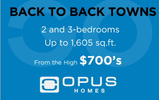 BACK TO BACK TOWNS  2 and 3-bedrooms Up to 1,605 sq.ft.